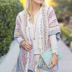 Cabi Love Siesta Fringed Oversized Cardigan Poncho Size XS/S Boho Southwestern